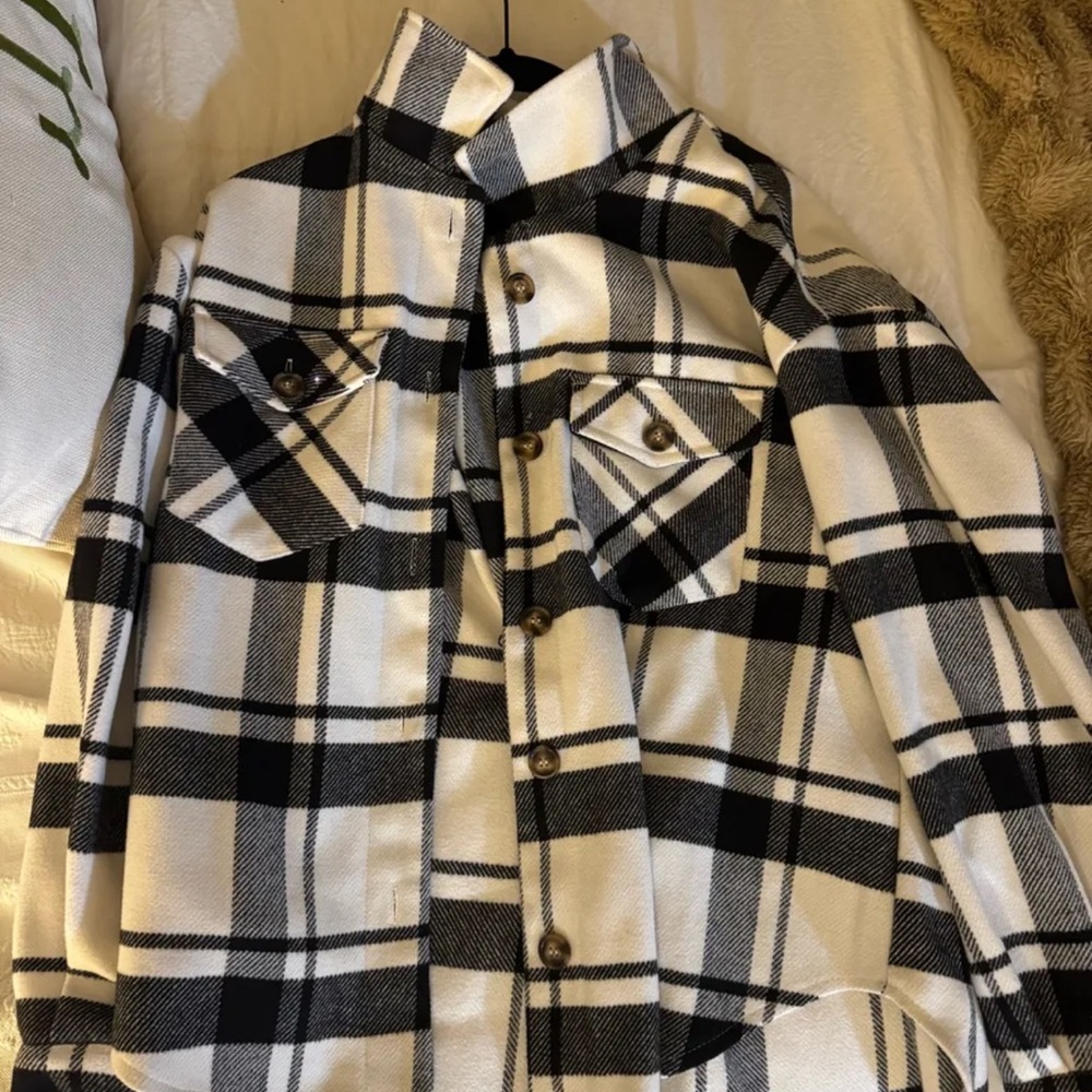 Plaid Button-Up Jacket